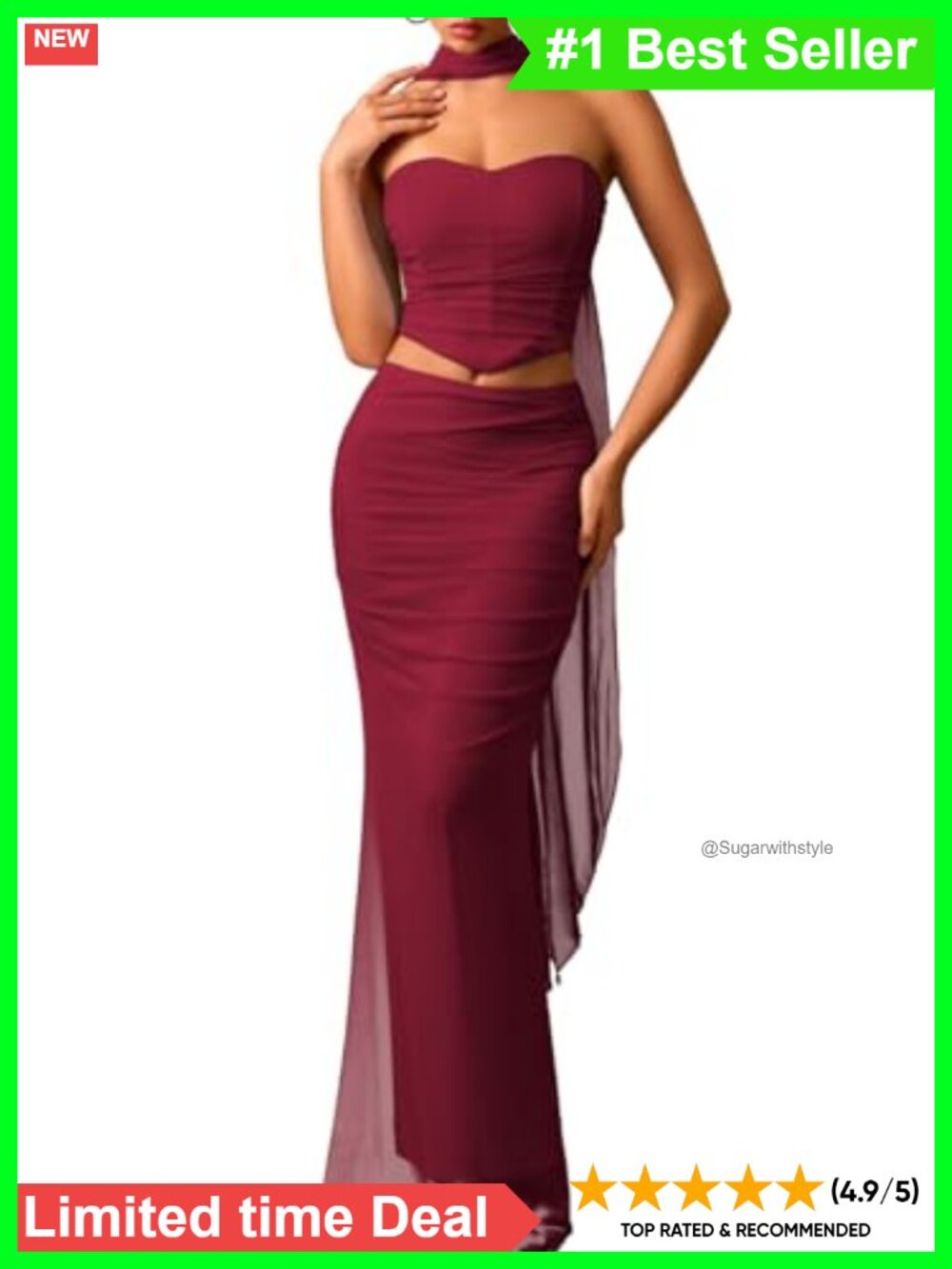 Scarf Corset Skirt Set Two Piece Semi Formal Dress